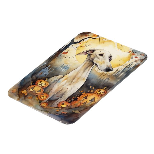 Halloween Greyhound Med Pumpa Skräckinjagande Magnet (Vänstra Sidan)