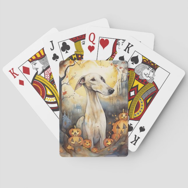 Halloween Greyhound med pumpor Scary Casinokort (Baksidan)