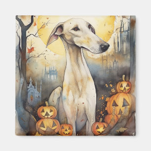 Halloween Greyhound med pumpor Scary Magnet