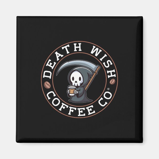 Halloween Grim Reaper Drinking Coffee Death Wish C Magnet (Framsidan)