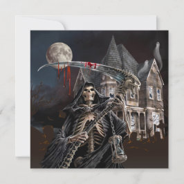 Halloween Grim Reaper House Julkort