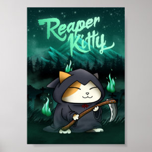 Halloween Grim Reaper Kattunge Poster