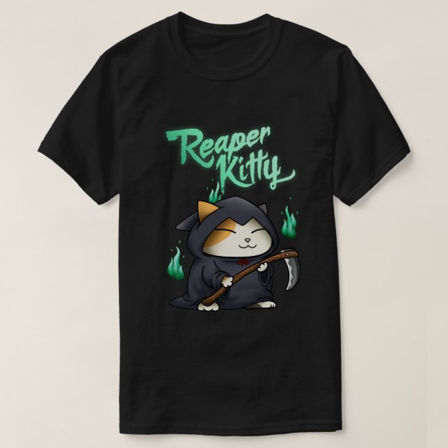 Halloween Grim Reaper Kattunge T Shirt (Design framsida)