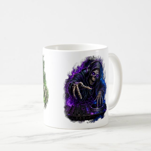 Halloween Grim Reaper Lila Spöklik Kaffe Mugg (Framsida höger)