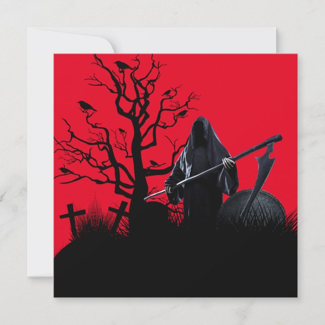 Halloween Grim Reaper Red Night Kort (Framsida)