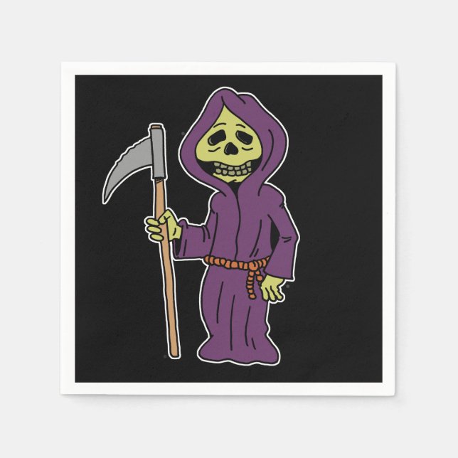 Halloween Grim Reaper Tecknad Napkins Pappersservett (Framsidan)