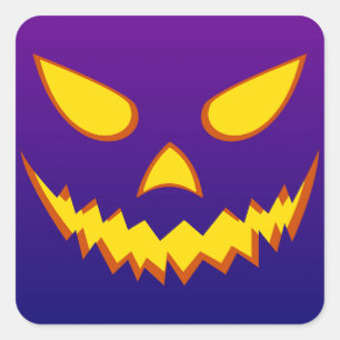 Halloween Grinning Ansikte Jack o lantern Pumpkin Fyrkantigt Klistermärke