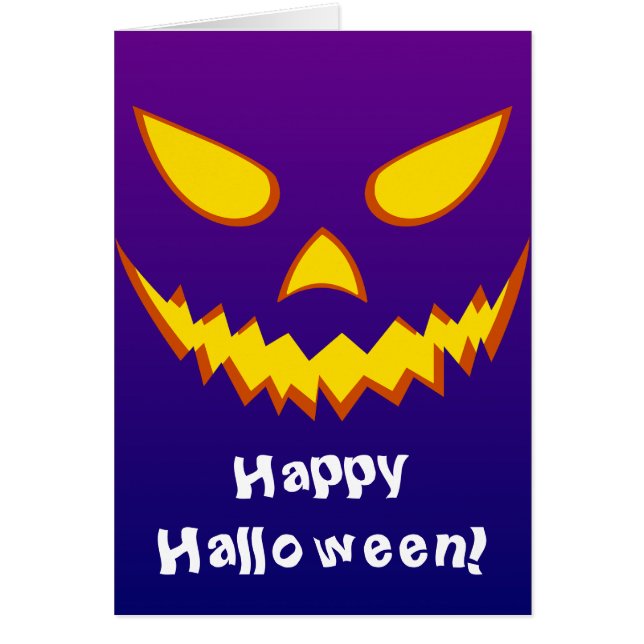 Halloween Grinning Ansikte Jack o lantern Pumpkin Hälsningskort (Framsidan)