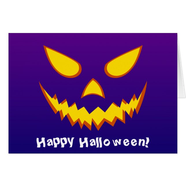 Halloween Grinning Ansikte Jack o lantern Pumpkin Hälsningskort (Framsidan Horizontal)