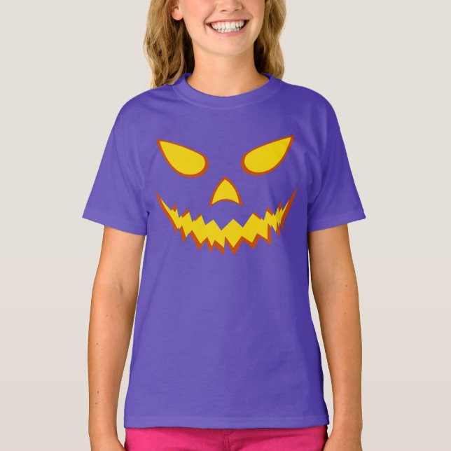 Halloween Grinning Ansikte Jack o lantern Pumpkin T Shirt (Framsida)