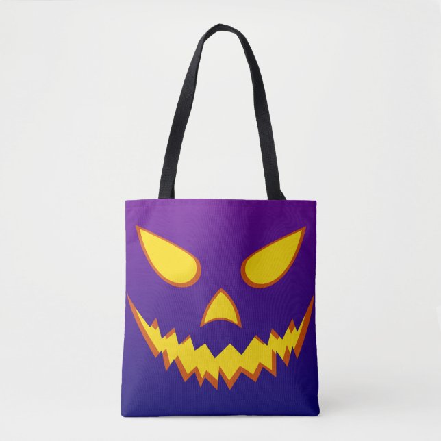 Halloween Grinning Ansikte Jack o lantern Pumpkin Tygkasse (Framsida)