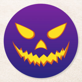 Halloween Grinning Ansikte Jack o lantern Pumpkin Underlägg Papper Rund