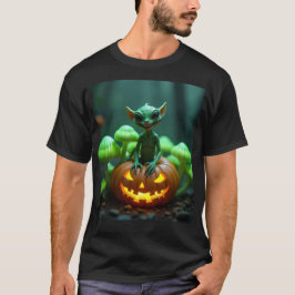 Halloween grön pumpa och utomjordinge t shirt
