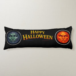 Halloween gröna och orange månansikten Gothic fant Kroppskudde