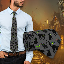 Halloween gröna ögon katter mönster slips