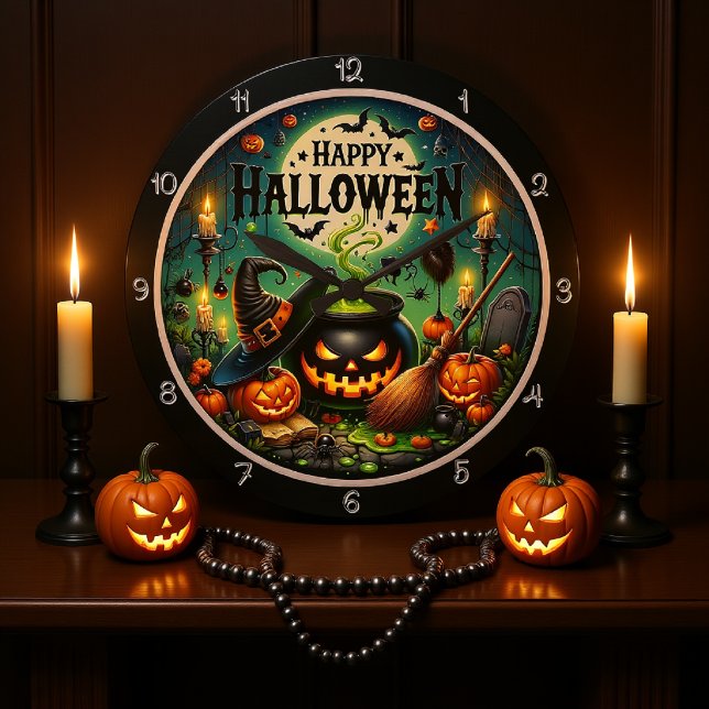 Halloween Grönt Cauldron Stor Klocka (Skapare uppladdad)