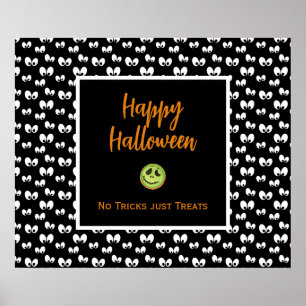 Halloween-grönt-cookie för öga-, inga tricks poster