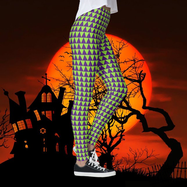 Halloween Grönt Lila Girly Witch Costume Party Leggings (Halloween Green Purple Girly Witch Costume Party Leggings)