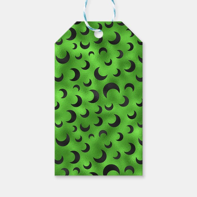 HALLOWEEN GRÖNT MED BLACK HALF MÅNE PRESENTETIKETT (Framsidan)