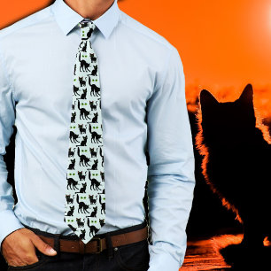 Halloween Grönt Ögon Cats Mönster Tie Slips