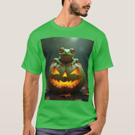 Halloween-grönt pumpa och groda t shirt
