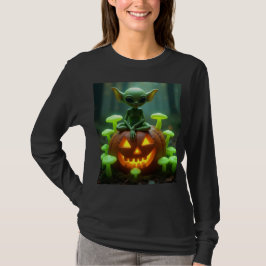 Halloween-grönt-pumpa och utomjording t shirt