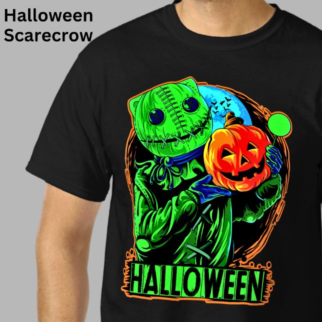Halloween Grönt Scary Sack Man Pumpkin Manar T Shirt (Skapare uppladdad)