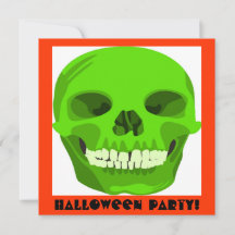 Halloween Grönt Skull Inbjudan