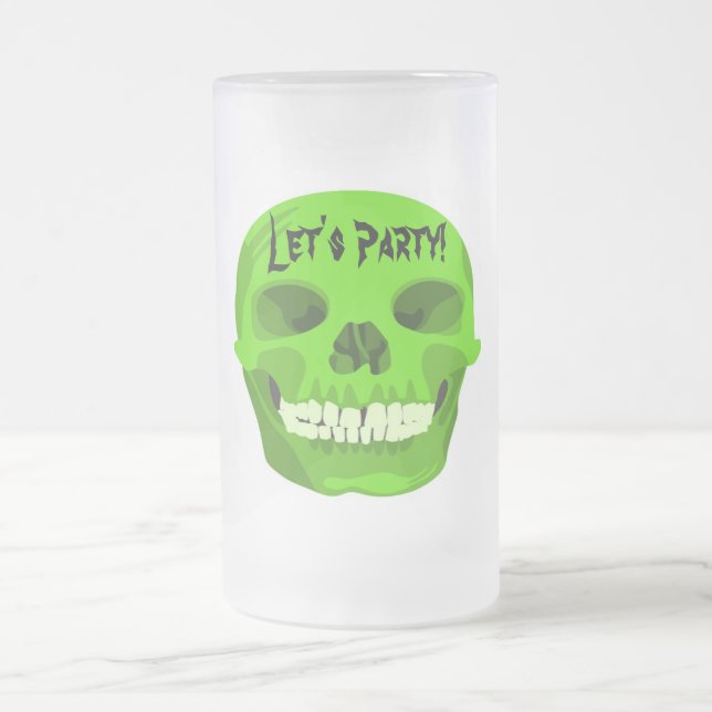 Halloween Grönt Skull Party Mugg (Center)