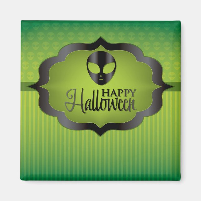 Halloween-grönt utomjording magnet (Framsidan)