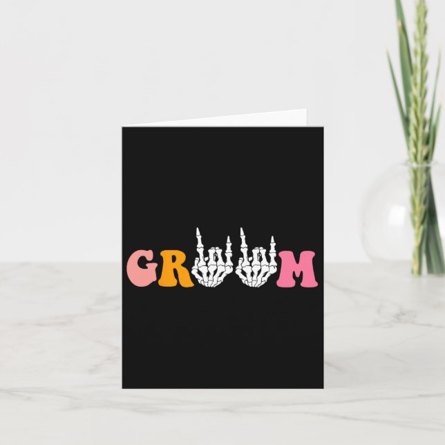 Halloween Groom Bride Skeleton Hand Bröllop Bachel Kort (Framsida)