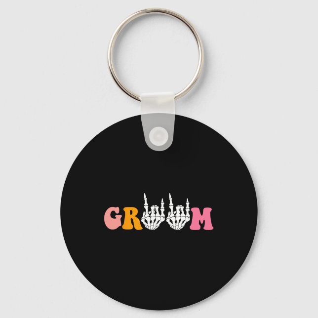 Halloween Groom Bride Skeleton Hand Bröllop Bachel Nyckelring (Framsida)