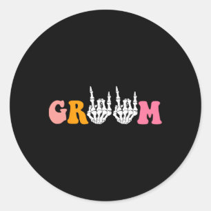 Halloween Groom Bride Skeleton Hand Bröllop Bachel Runt Klistermärke