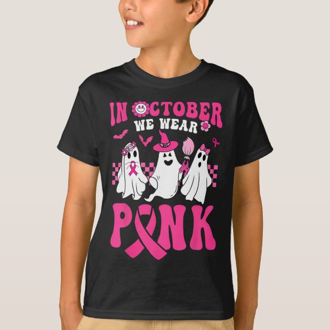 Halloween Groovy Bära Rosa Breast Cancer Warrior C T Shirt (Framsida)