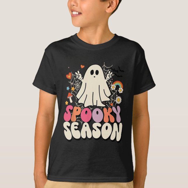 Halloween Groovy Boo Ghost Spooky Manar Kids T Shirt (Framsida)