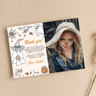 Halloween Groovy Cute Ghost Födelsedagsfest Tack Kort