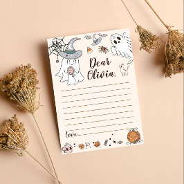 Halloween Groovy Cute Ghost Time Capsule Note Tack Kort