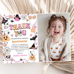 Halloween Groovy Ghost Birthday Tack Kort