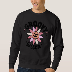 Halloween Groovy Häxa Skum Häxa Positivt Sinne Lång Ärmad Tröja