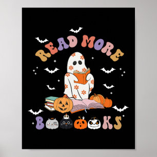 Halloween Groovy läser mer Bokar Cute Boo Ghost Re Poster