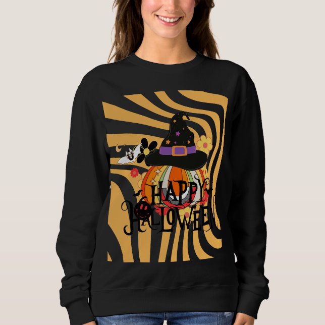 Halloween Groovy Retro T Shirt (Framsida)