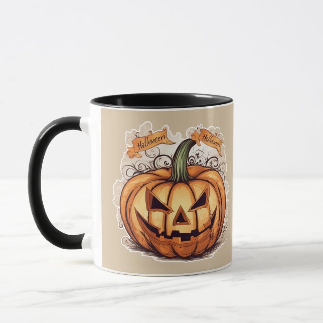 Halloween: Großer Kürbis -  Mugg (Vänster)