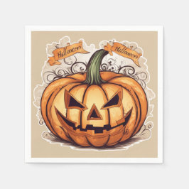 Halloween: Großer Kürbis -  Pappersservett
