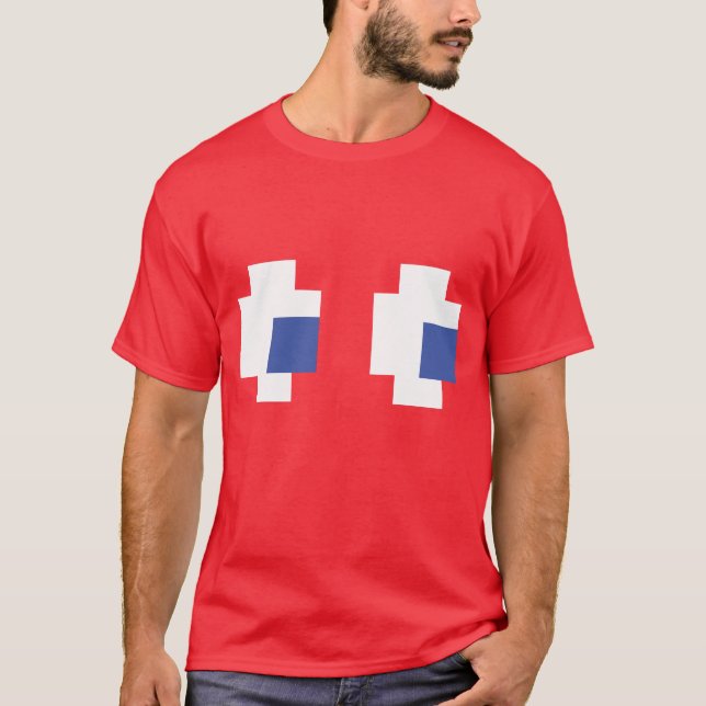 Halloween Group Costume Retro Arcade Game Ghost T Shirt (Framsida)