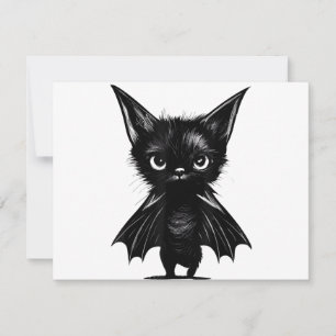 Halloween Grumpy Black Kitten i Fladdermus Costume Spara Datumet
