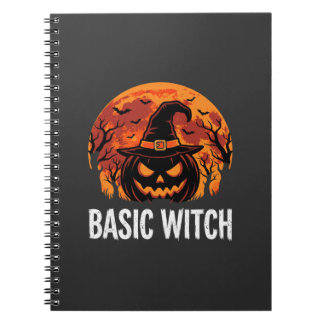 Halloween Grundläggande Häxa Pumpa Måne Grafik Anteckningsbok