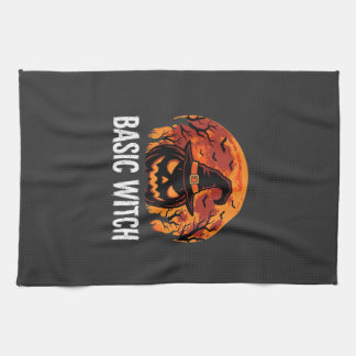 Halloween Grundläggande Häxa Pumpa Måne Grafik Kökshandduk