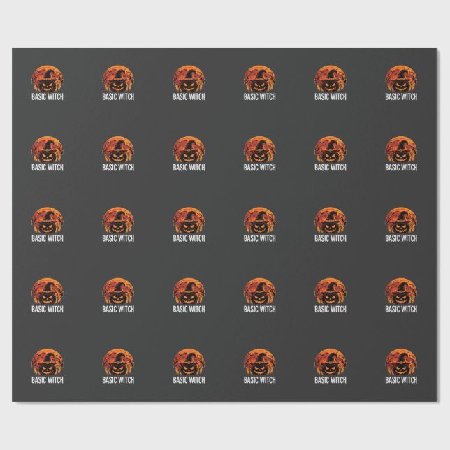 Halloween Grundläggande Häxa Pumpa Måne Grafik Presentpapper (Platt)