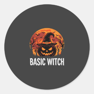 Halloween Grundläggande Häxa Pumpa Måne Grafik Runt Klistermärke