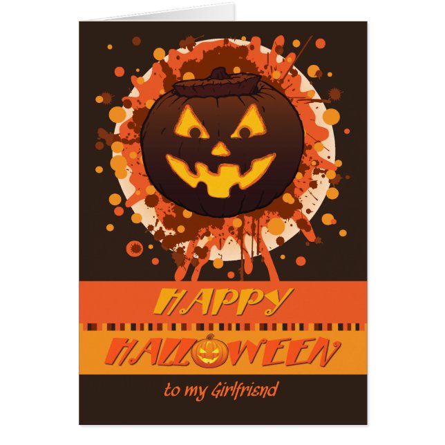 Halloween Grunge Pumpkin, för Girlkompis - Funny Hälsningskort (Framsidan)
